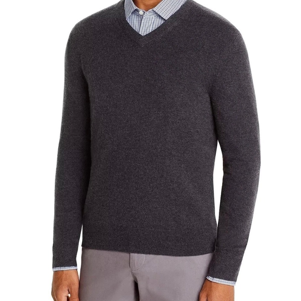 The Men's Store Bloomingdale's 100% Cashmere Sweater V-Neck Mens XL Dark Gray